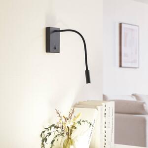 LED svetlo na čítanie Lucande Hetti, čierne, kov, výška 14 cm