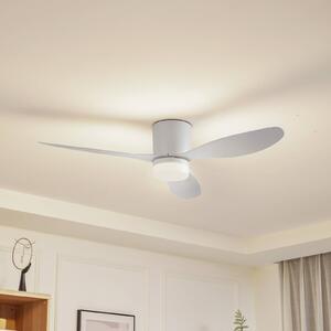 Lucande LED stropný ventilátor Kayu, biely, DC, tichý, Ø 132 cm