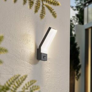 Vonkajšie nástenné svietidlo Lindby LED Korvik, 26 cm, antracit, senzor
