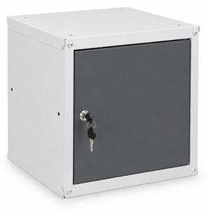Šatníková skrinka s uzamykateľným boxom 350 x 350 x 350 mm, cylindrický zámok, grafitové dvere