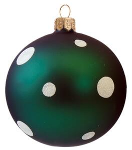 Vianočná sklenená guľa zelená bodka