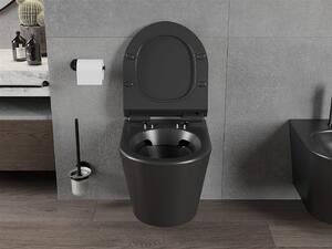 Mexen Rico závesné wc Rimless s toaletným sedátkom Slim z duroplastu, čierna matná - 30720185