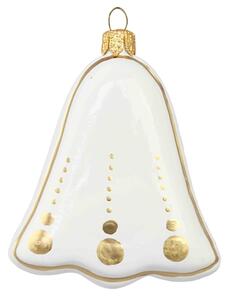 Biely sklenený zvonček perníček