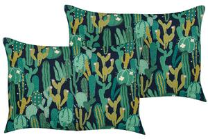 Sada 2 záhradných vankúšov zelená polyester kaktusový vzor 40 x 60 cm obdĺžniková moderný štýl vonkajšie terasa vodoodolné