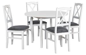 Okrúhly stôl so 4 stoličkami - AL55, Morenie: biela, Poťahové látky: Kronos 7 Mirjan24 5903211245268