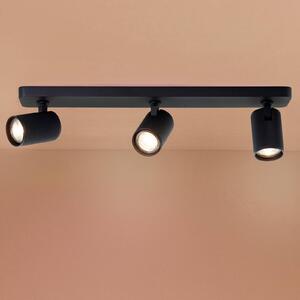 LED stropné bodové svietidlo Marty, dĺžka 53 cm, pieskovo čierne, 3 svetlá