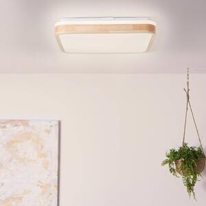 LED stropné svietidlo Tumeo, dĺžka 40 cm, svetlé drevo, kov/drevo