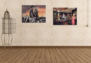 Art Group Obraz na plátne Elvis Presley a Marilyn Monroe Motorka M. Nelson Joshua Veľkosť: 80 x 60 cm