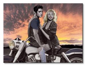Art Group Obraz na plátne Elvis Presley a Marilyn Monroe Motorka M. Nelson Joshua Veľkosť: 80 x 60 cm