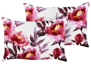 Sada 2 záhradných vankúšov biela a ružová polyester kvetinový vzor 40 x 60 cm obdĺžniková moderný štýl vonkajšia terasa vodoodolná