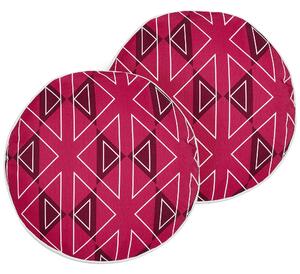 Sada 2 záhradných vankúšov ružová polyester geometrický vzor ⌀ 40 cm okrúhla moderný štýl vonkajšia terasa vodoodolná
