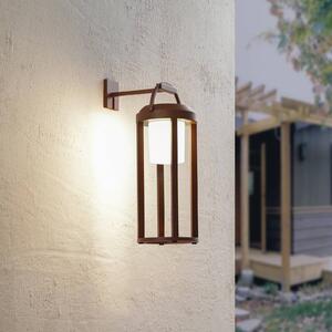 Lucande 2 v 1 LED solárne nástenné svetlo Tilena, hrdzavé, okrúhle, hliník, Čierna, Hliník, Moderný, Nástenné svietidlo