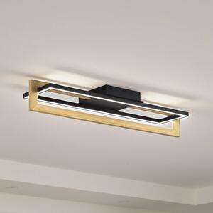 Stropné svietidlo Lindby LED Holamu, 80 cm, drevo, Čierna, Obývacia izba / jedáleň, Hliník, Moderný, Stropné svetlo