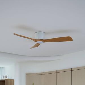 Stropný ventilátor Lucande Smart LED Moneno, biela/drevo, Tuya