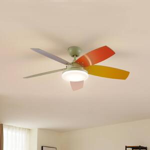 Lindby LED stropný ventilátor Jonte, drevo, DC, tichý, Ø 106 cm, Viacfarebné, Obývacia izba / jedáleň, kov, Moderný