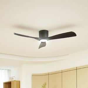 Lucande Smart LED stropný ventilátor Moneno, čierny, DC, Tuya
