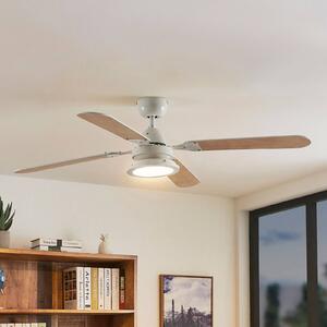 Stropný ventilátor Lindby LED Tedric, biely, tichý, Ø 133 cm, Biela / opálová, Obývacia izba / jedáleň, kov, Vintage