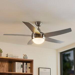 Stropný ventilátor Lindby s osvetlením Auraya, tichý, oceľový, Hliník / sivá / zinok, Obývacia izba / jedáleň, kov, Moderný