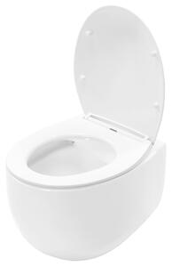 Rea Lars, závesná WC misa Rimless 50x37x29 cm vrátane sedadla s pomalým zatváraním, biela, REA-C9500