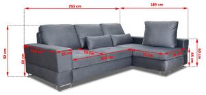 Rohová sedacia súprava pravá strana do obývacej izby Leni - šedý zamat hydrofobowy Evita 09 - Výber farebného prevedenia