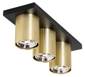 Moderné stropné bodové svietidlo čierne so zlatým 3-svetlom - Tubo