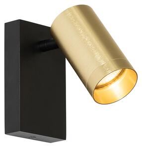 Nástenné svietidlo čierne so zlatým nastaviteľným vypínačom - Jeana Luxe