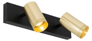 Stropné bodové svietidlo čierne so zlatým nastaviteľným 2-svetlom - Jeana Luxe
