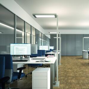 Waldmann LED stojacia lampa Lavigo Core DPS 12500/840/R/G1, biela, senzor, Biela / opálová, Pracovňa / Kancelária, kov, Moderný, Zemné bodové svetlo
