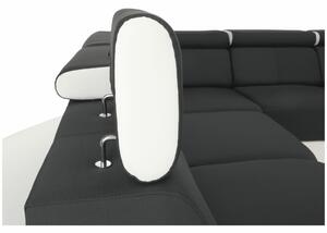 KONDELA Univerzálna rohová sedacia súprava, biela/čierna, MARBELA 2+3