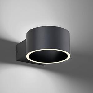 PURE LED nástenné svietidlo Clipse, sivé, hliník, Ø 15 cm
