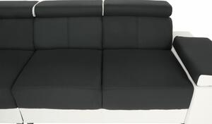 KONDELA Univerzálna rohová sedacia súprava, biela/čierna, MARBELA 2+3