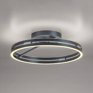 PURE Stropné LED svetlo Loop, mystic grey, Ø 60 cm,, Hliník / sivá / zinok, Obývacia izba / jedáleň, Hliník, Moderný, Stropné svetlo polkruhové s priestorom