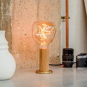 Stolná lampa Tala Knuckle, číre sklo, dub