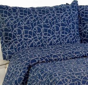 Goldea krepové posteľné obliečky - vzor 931 námornícka laná na tmavo modrom 140 x 220 a 70 x 90 cm