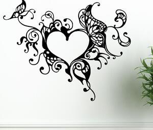 Veselá Stena Samolepka na stenu Romantické srdce Farba: černá