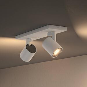 Philips Hue LED bodové svetlá Runner, 2-pl., stmievač, biely, Biela / opálová, Obývacia izba / jedáleň, Hliník, Moderný, Stropné svetlo