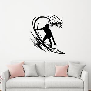 Veselá Stena Samolepka na stenu Surfovanie Farba: černá