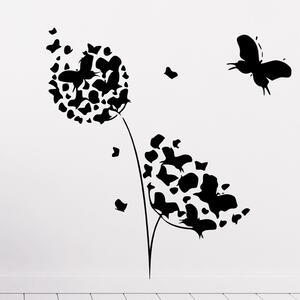 Veselá Stena Samolepka na stenu Kvetina s motýlikmi Farba: černá