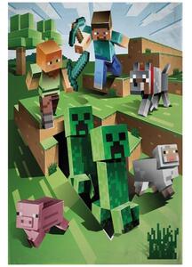 Fleecová deka Minecraft - motív Farma - Polar Fleece - 100 x 150 cm