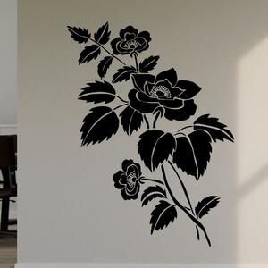 Veselá Stena Samolepka na stenu Kvetina Farba: černá