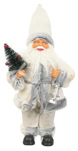 Vianočná dekorácia Santa Claus s lampášom biela / sivá 30 cm