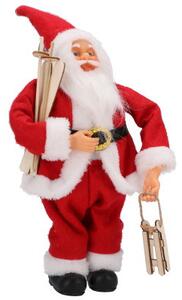 Vianočná dekorácia Santa Claus so sánkami a lyžami červená 30 cm