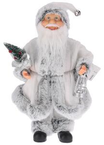 Vianočná dekorácia Santa Claus s lampášom biela / sivá 40 cm