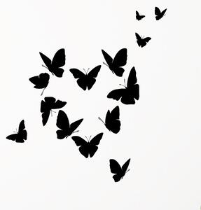 Veselá Stena Samolepka na stenu Motýliky v tvare srdca Farba: černá