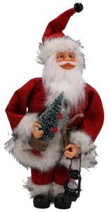 Vianočná dekorácia Santa Claus so sánkami a lyžami 30 cm