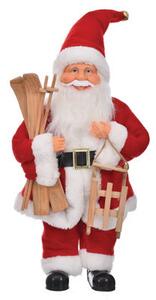Vianočná dekorácia Santa Claus so sánkami a lyžami 30 cm