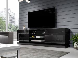TV skrinka/stolík 200 Aura (Čierny + Čierny lesk). Vlastná spoľahlivá doprava až k Vám domov. 1070575