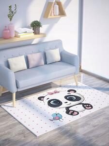 Detský penový koberec PANDA bodky - 100x150 cm - ružový