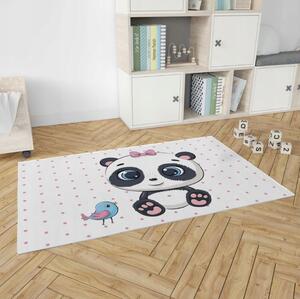 Detský penový koberec PANDA bodky - 100x150 cm - ružový