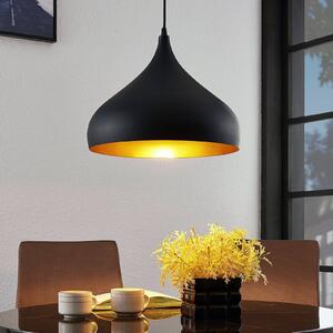 Závesná lampa Lindby Ritana, čierno-zlatá, kov, Ø 31 cm, E27